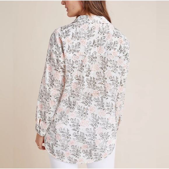 Anthropologie Enchanted Floral Embroidered Button Down Shirt Size Med / Large - Picture 12 of 12